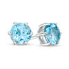 Thumbnail Image 0 of 6.0mm Swiss Blue Topaz Solitaire Stud Earrings in Sterling Silver