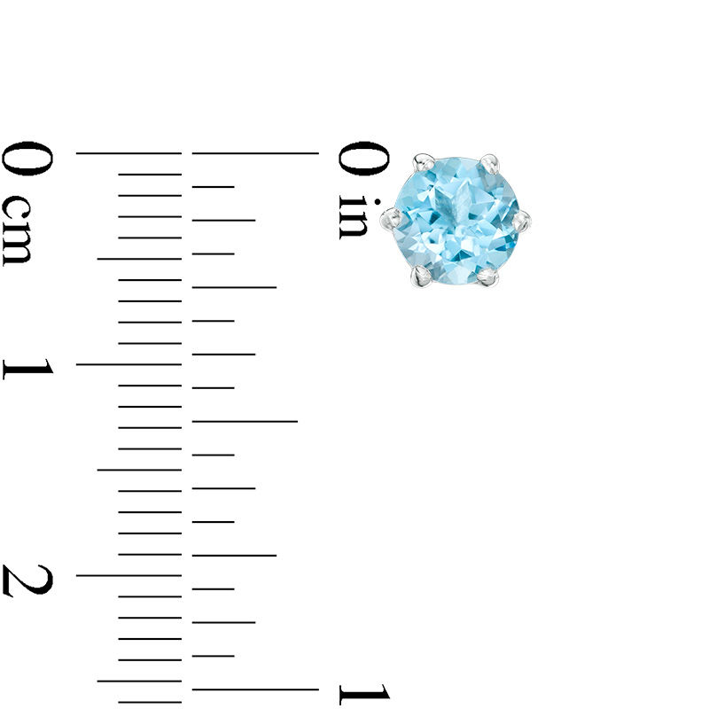 Main Image 2 of 6.0mm Swiss Blue Topaz Solitaire Stud Earrings in Sterling Silver