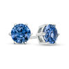 Thumbnail Image 1 of 6.0mm Lab-Created Blue Sapphire Solitaire Stud Earrings in Sterling Silver