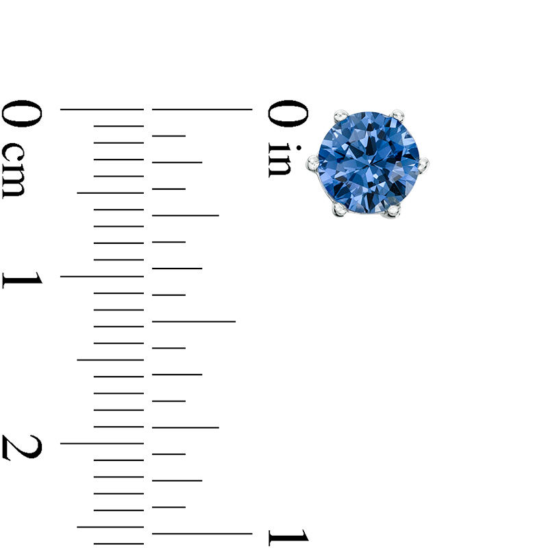 Main Image 2 of 6.0mm Lab-Created Blue Sapphire Solitaire Stud Earrings in Sterling Silver