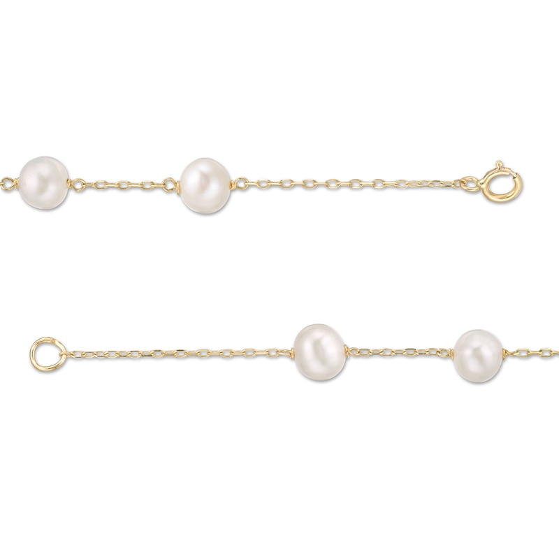 Main Image 2 of 6.0-7.0mm Freshwater Cultured Pearl Station Necklace in 14K Gold