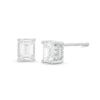Thumbnail Image 0 of 3/4 CT. T.W. Certified Canadian Emerald-Cut Diamond Frame Stud Earrings in 14K White Gold (I/SI2)