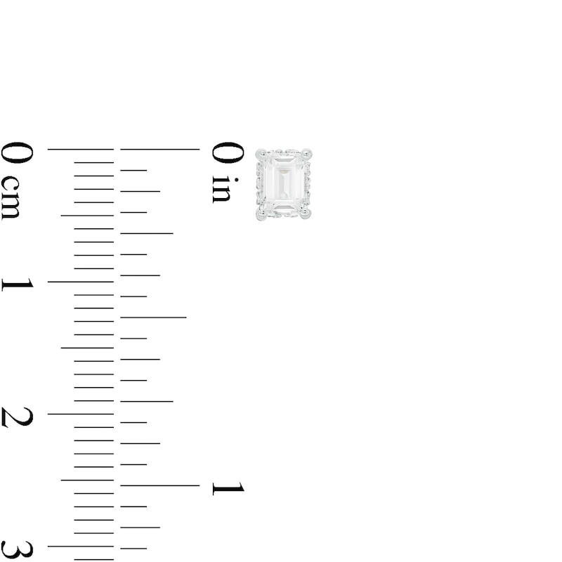 Main Image 2 of 3/4 CT. T.W. Certified Canadian Emerald-Cut Diamond Frame Stud Earrings in 14K White Gold (I/SI2)