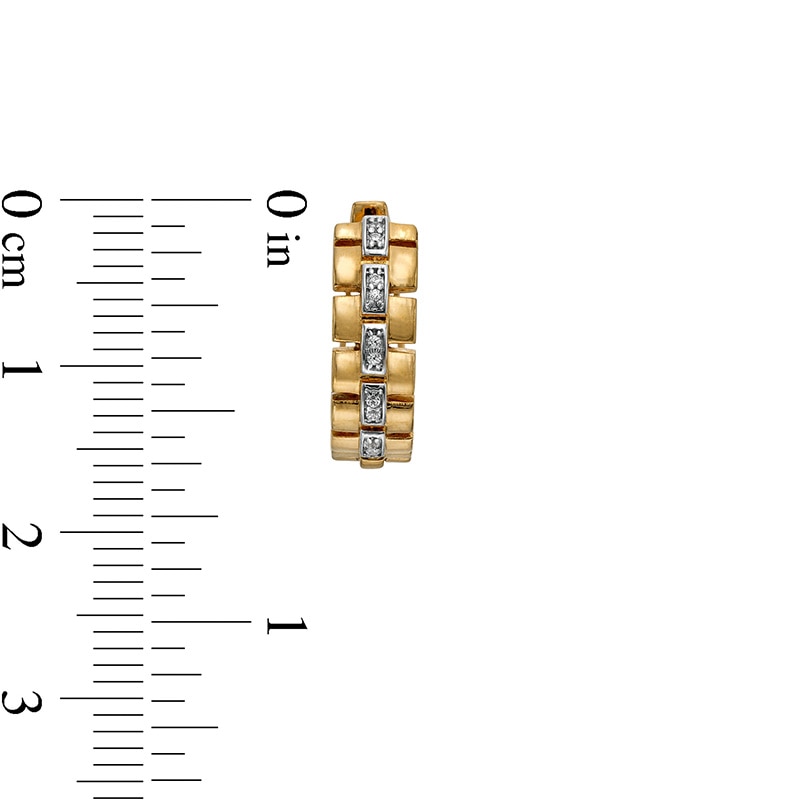 Main Image 3 of Men's 1/20 CT. T.W. Diamond Triple Row Link Chain Huggie Hoop Earrings in 10K Two-Tone Gold
