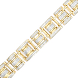 Men's 2 CT. T.W. Diamond Triple Row Semi-Solid Link Bracelet in 10K Gold - 8.5&quot;