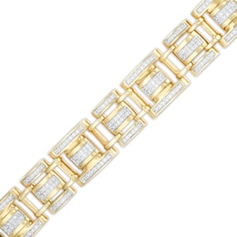 Men's 2 CT. T.W. Diamond Triple Row Link Bracelet in Hollow 10K Gold - 8.5"