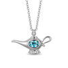 Thumbnail Image 0 of Enchanted Disney Jasmine Oval Blue Topaz and Diamond Accent Genie Lamp Pendant in Sterling Silver - 19"