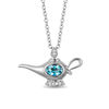 Thumbnail Image 1 of Enchanted Disney Jasmine Oval Blue Topaz and Diamond Accent Genie Lamp Pendant in Sterling Silver - 19"