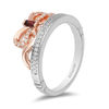 Thumbnail Image 2 of Enchanted Disney Snow White Garnet and 1/10 CT. T.W. Diamond Bow Ring in Sterling Silver and 10K Rose Gold