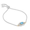 Thumbnail Image 1 of Enchanted Disney Jasmine Oval Blue Topaz and 1/5 CT. T.W. Diamond Bolo Bracelet in Sterling Silver and 10K Gold - 8.5"