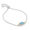Thumbnail Image 2 of Enchanted Disney Jasmine Oval Blue Topaz and 1/5 CT. T.W. Diamond Bolo Bracelet in Sterling Silver and 10K Gold - 8.5"