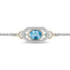 Thumbnail Image 2 of Enchanted Disney Jasmine Oval Blue Topaz and 1/5 CT. T.W. Diamond Bolo Bracelet in Sterling Silver and 10K Gold - 8.5"