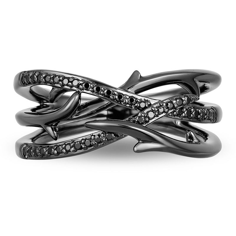 Main Image 4 of Enchanted Disney Villains Maleficent 1/5 CT. T.W. Black Diamond Ring in Sterling Silver with Black Rhodium