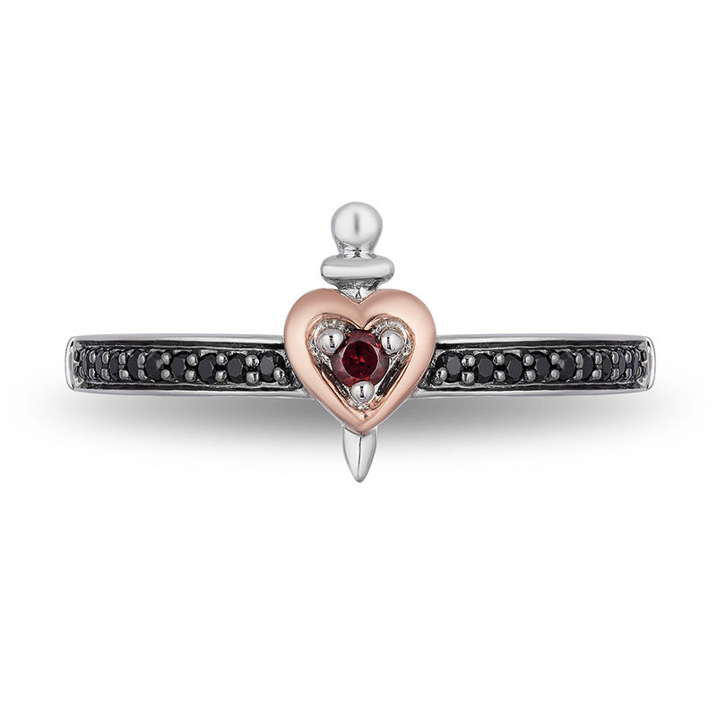 Enchanted Disney Villains Evil Queen Garnet and 1/10 CT. T.W. Diamond Ring in Sterling Silver and 10K Rose Gold