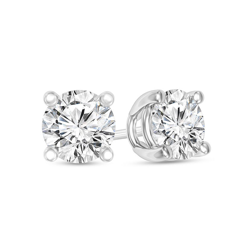 3ct Round Diamond Studs W/ Screw Back 14K White Gold