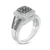 Thumbnail Image 3 of 1/2 CT. T.W. Black and White Multi-Diamond Cushion Frame Vintage-Style Bridal Set in Sterling Silver