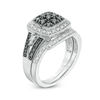 Thumbnail Image 2 of 1/2 CT. T.W. Black and White Multi-Diamond Cushion Frame Vintage-Style Bridal Set in Sterling Silver