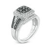 Thumbnail Image 3 of 1/2 CT. T.W. Black and White Multi-Diamond Cushion Frame Vintage-Style Bridal Set in Sterling Silver