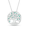 Thumbnail Image 1 of Lab-Created Emerald Tree of Life Circle Pendant in Sterling Silver