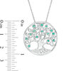 Thumbnail Image 1 of Lab-Created Emerald Tree of Life Circle Pendant in Sterling Silver