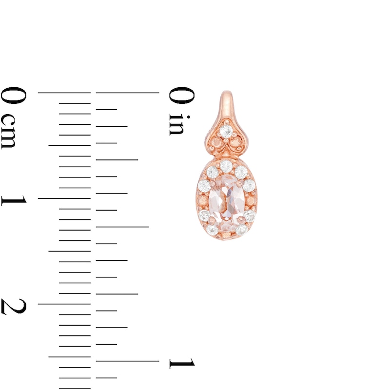 Oval Morganite and White Topaz Frame Pendant, Earrings and Ring Set in Sterling Silver with 14K Rose Gold Plate - Size 7