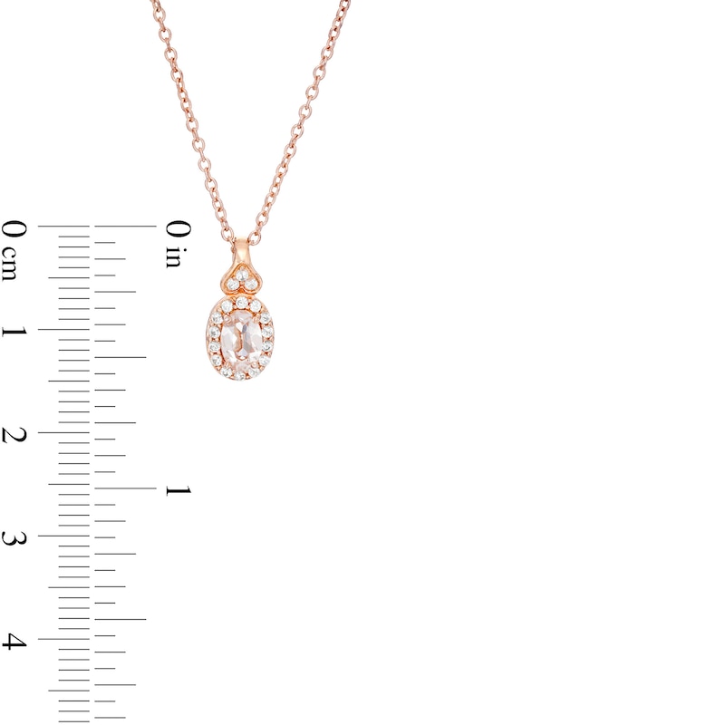 Oval Morganite and White Topaz Frame Pendant, Earrings and Ring Set in Sterling Silver with 14K Rose Gold Plate - Size 7