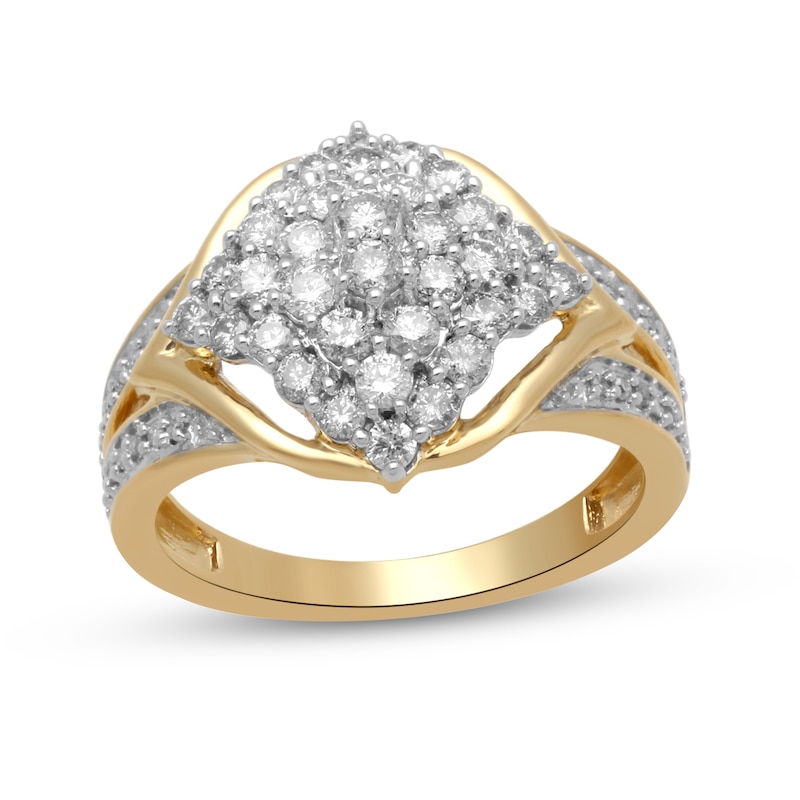 Main Image 1 of 1 CT. T.W. Multi-Diamond Split Shank Ring in 10K Gold