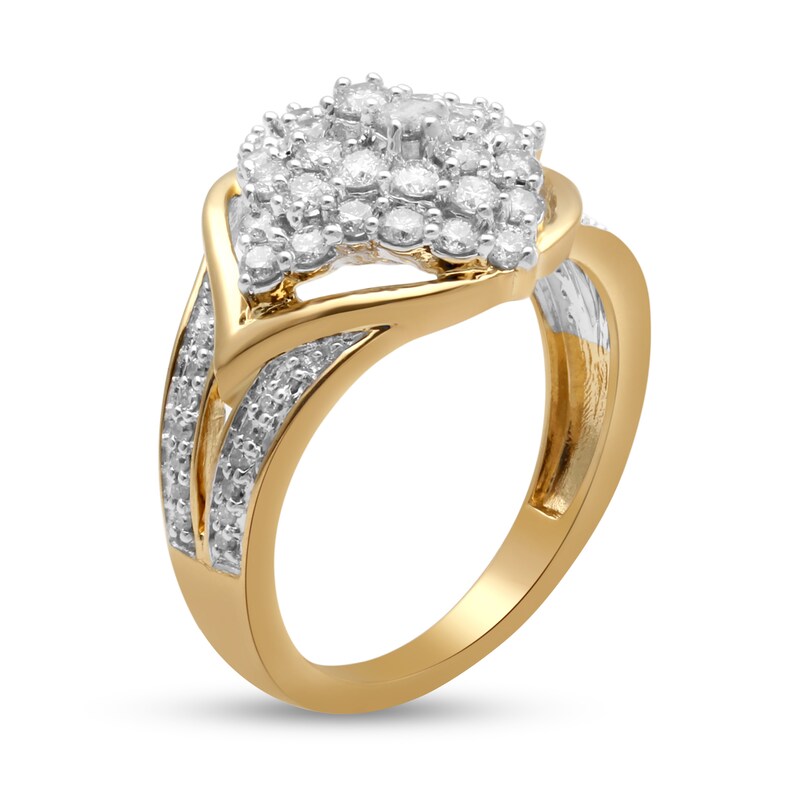 Main Image 2 of 1 CT. T.W. Multi-Diamond Split Shank Ring in 10K Gold