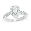 Thumbnail Image 0 of 7/8 CT. T.W. Pear-Shaped Diamond Frame Twist Shank Engagement Ring in 10K White Gold