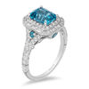 Thumbnail Image 1 of Enchanted Disney Cinderella London Blue Topaz and 3/4 CT. T.W. Diamond Double Frame Engagement Ring in 14K White Gold