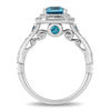 Thumbnail Image 3 of Enchanted Disney Cinderella London Blue Topaz and 3/4 CT. T.W. Diamond Double Frame Engagement Ring in 14K White Gold