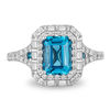 Thumbnail Image 4 of Enchanted Disney Cinderella London Blue Topaz and 3/4 CT. T.W. Diamond Double Frame Engagement Ring in 14K White Gold