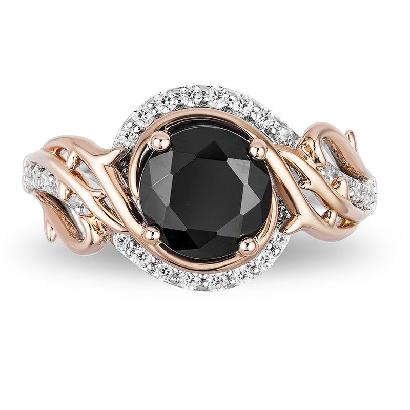 Main Image 4 of Enchanted Disney Villains Maleficent 2 CT. T.W. Black Diamond Thorn Engagement Ring in 14K Two-Tone Gold