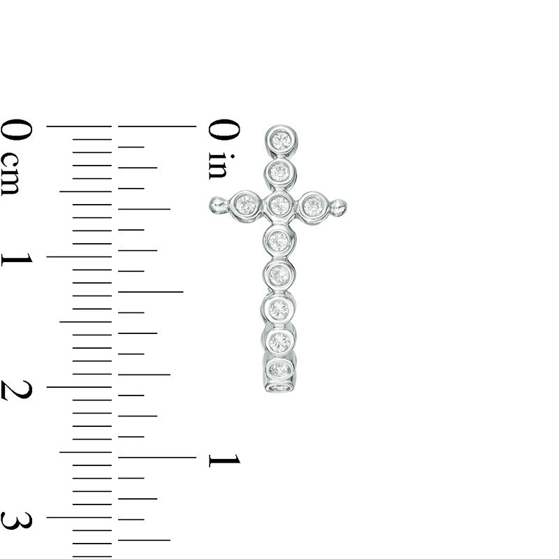 Main Image 3 of 1/4 CT. T.W. Diamond Bezel-Set Cross J-Hoop Earrings in Sterling Silver