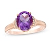 Thumbnail Image 1 of Oval Amethyst and Diamond Accent Collar Ring in 10K Rose Gold