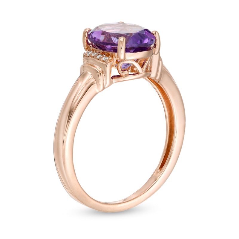 Main Image 2 of Oval Amethyst and Diamond Accent Collar Ring in 10K Rose Gold