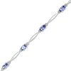 Thumbnail Image 0 of Oval Tanzanite and Diamond Accent Marquise Link Bracelet in Sterling Silver - 7.25"