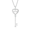 Thumbnail Image 0 of Lab-Created White Sapphire Double Heart Key Pendant in Sterling Silver