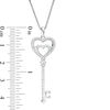 Thumbnail Image 1 of Lab-Created White Sapphire Double Heart Key Pendant in Sterling Silver
