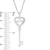 Thumbnail Image 2 of Lab-Created White Sapphire Double Heart Key Pendant in Sterling Silver