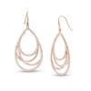 Thumbnail Image 0 of Lab-Created White Sapphire Layered Teardrop Earrings in Sterling Silver with 18K Rose Gold Plate