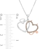 Thumbnail Image 1 of 1/6 CT. T.W. Champagne and White Diamond Angel and Devil Double Heart Pendant in Sterling Silver and 10K Rose Gold