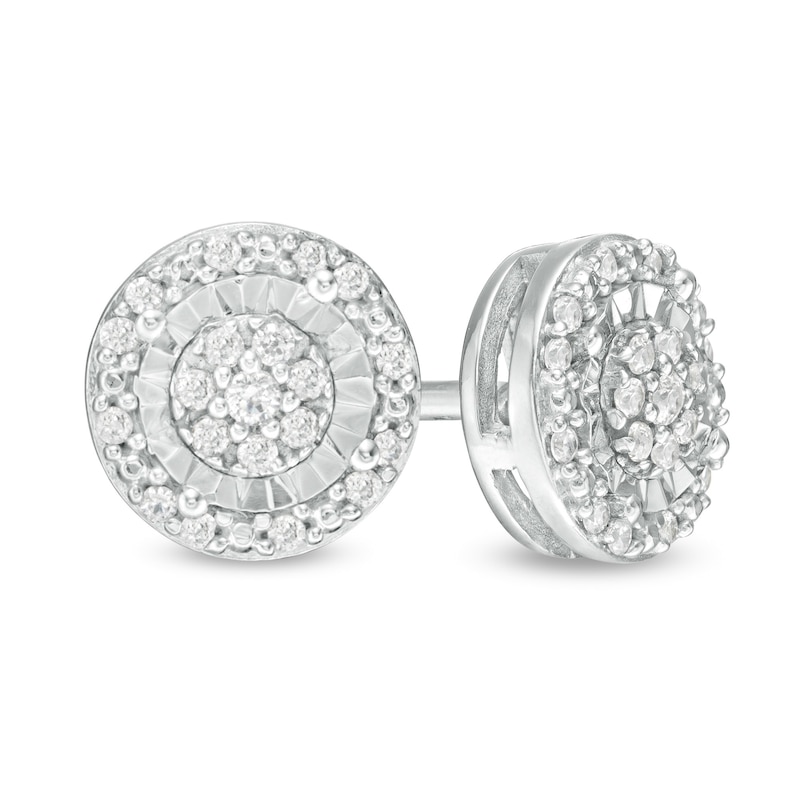 Main Image 1 of 1/8 CT. T.W. Composite Diamond Frame Stud Earrings in Sterling Silver