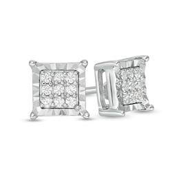 1/10 CT. T.W. Composite Diamond Square Stud Earrings in Sterling Silver