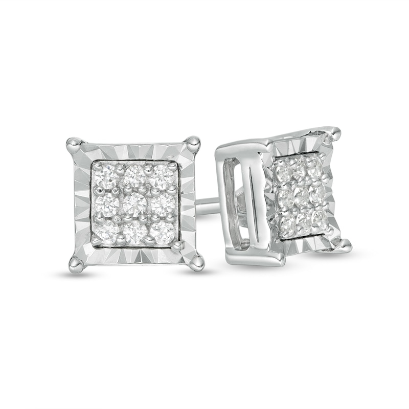 Main Image 1 of 1/10 CT. T.W. Composite Diamond Square Stud Earrings in Sterling Silver
