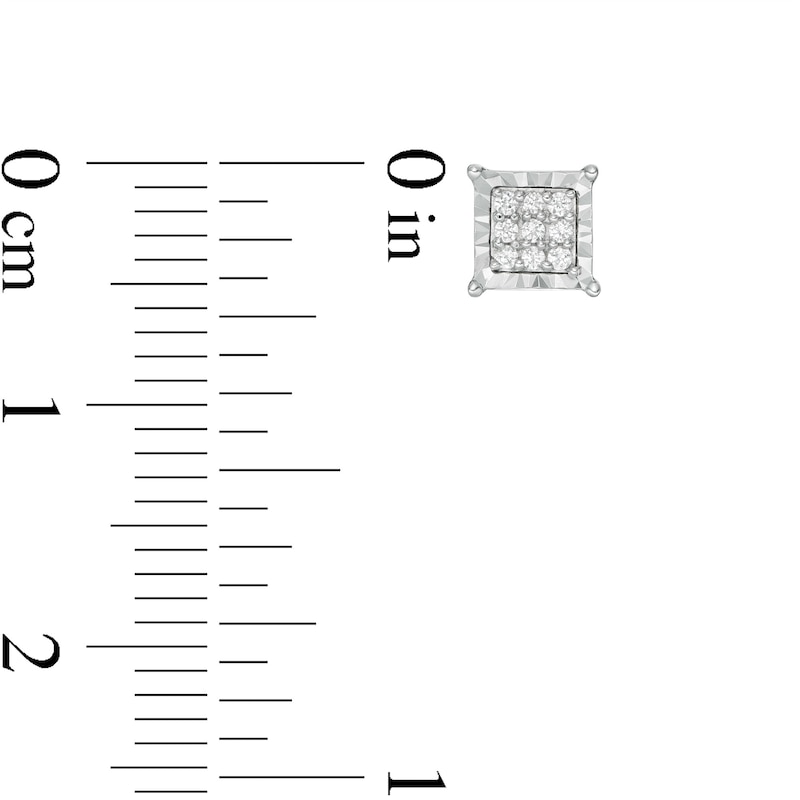 Main Image 2 of 1/10 CT. T.W. Composite Diamond Square Stud Earrings in Sterling Silver