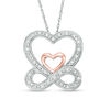 Thumbnail Image 1 of 1/6 CT. T.W. Diamond Infinity and Heart Pendant in Sterling Silver and 10K Rose Gold