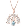 Thumbnail Image 0 of Swiss Blue Topaz, Lab-Created Opal and White Sapphire Peacock Pendant in Sterling Silver with 18K Rose Gold Plate