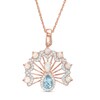 Thumbnail Image 1 of Swiss Blue Topaz, Lab-Created Opal and White Sapphire Peacock Pendant in Sterling Silver with 18K Rose Gold Plate
