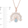 Thumbnail Image 1 of Swiss Blue Topaz, Lab-Created Opal and White Sapphire Peacock Pendant in Sterling Silver with 18K Rose Gold Plate